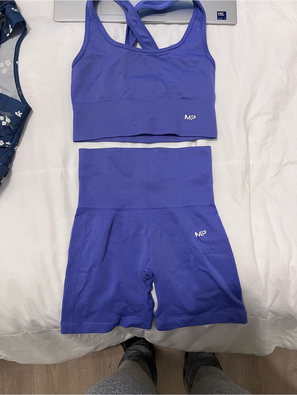 MP Women's Seamless Purple Sports Bra & High-Waist Shorts Set